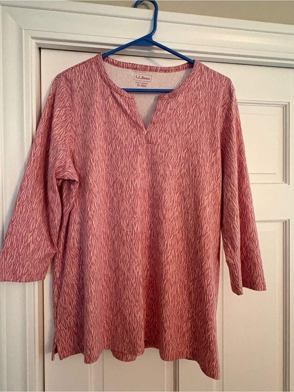 L.L. Bean Women’s Pink Printed Split-Neck Tunic